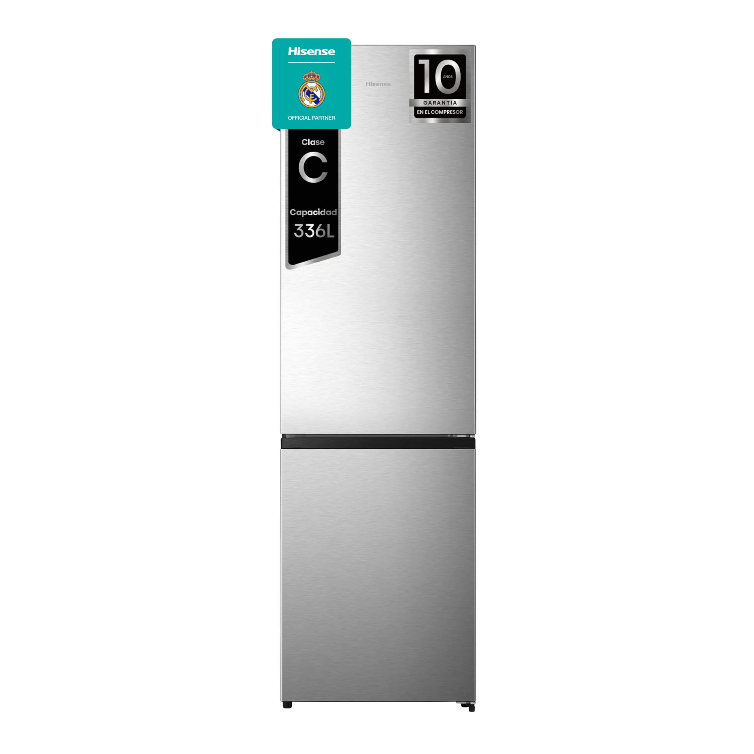 Hisense RB440N4BWE Frigorífico Combinado, classe E eficiente, capacidade de 336 l com 200 cm de altura, super freeze, garrafeiro, porta reversível, silencioso 39dB, cor branca