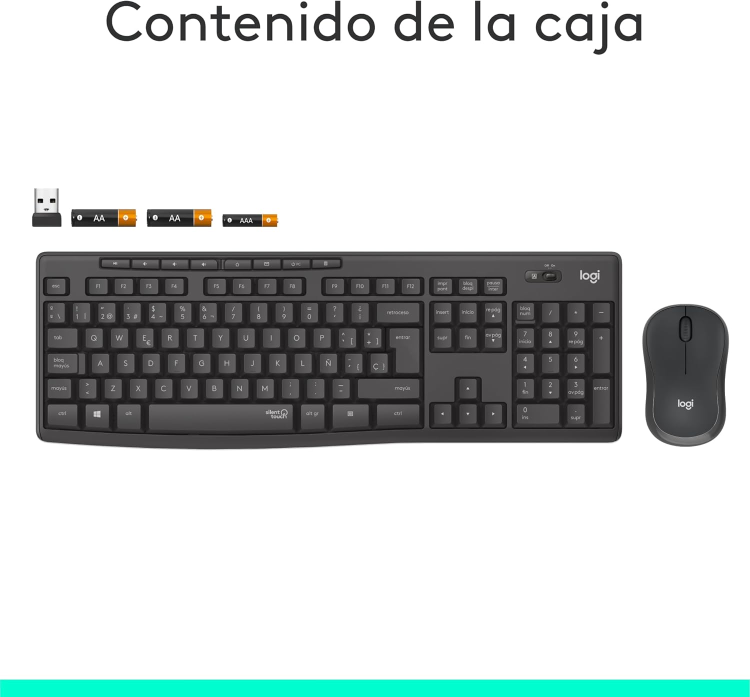 Logitech MK295 Silent Combinación de Teclado y Ratón Inalámbricos con SilentTouch, Seguimiento Óptico, Tecnología Inalámbrica sin Demoras, 90% Menos de Ruido, QWERTY Español, Negro