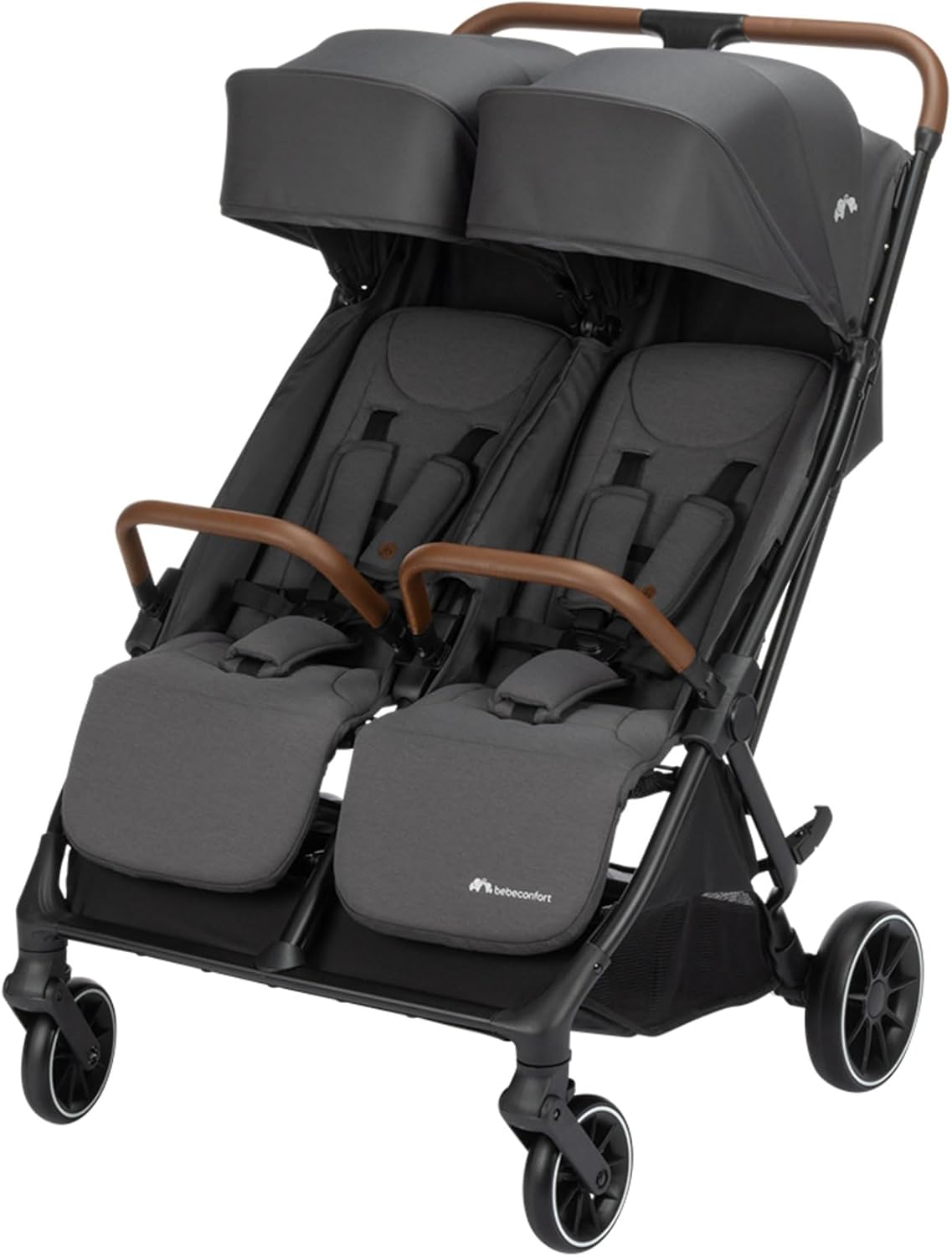 Bebeconfort Mane, carrinho de abotoar, 0 - 22 kg, dobrável automático, reclinação total, barras de segurança giratórias, arnês de 5 pontos, janela de malha, bolha impermeável, cesta (8 kg), Mineral