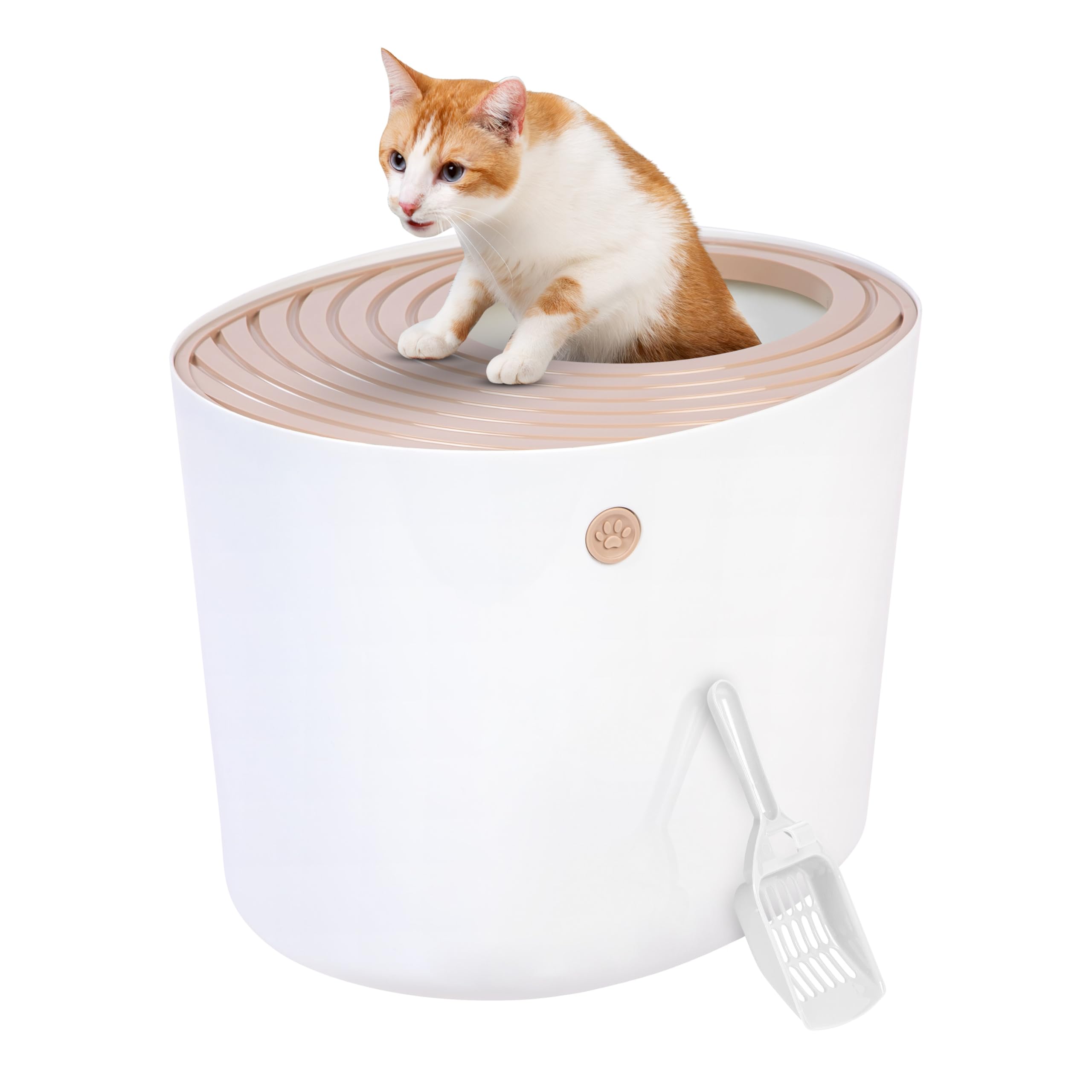 Iris Ohyama Areneiro de gato coberto com pá, até 7 kg, cinzento/branco, caixa de areia para gatos, caixa, para gatos grandes e pequenos, fechado, caça-louças, WC, livre de BPA, Cat Litter Box, TECL-20
