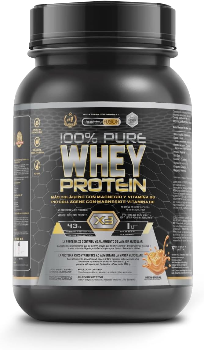 Healthy Fusion Whey Protein | Proteína Whey pura con Colágeno + Magnesio | Mejora tus entrenamientos | Protege y aumenta la masa muscular | 1000g de proteína