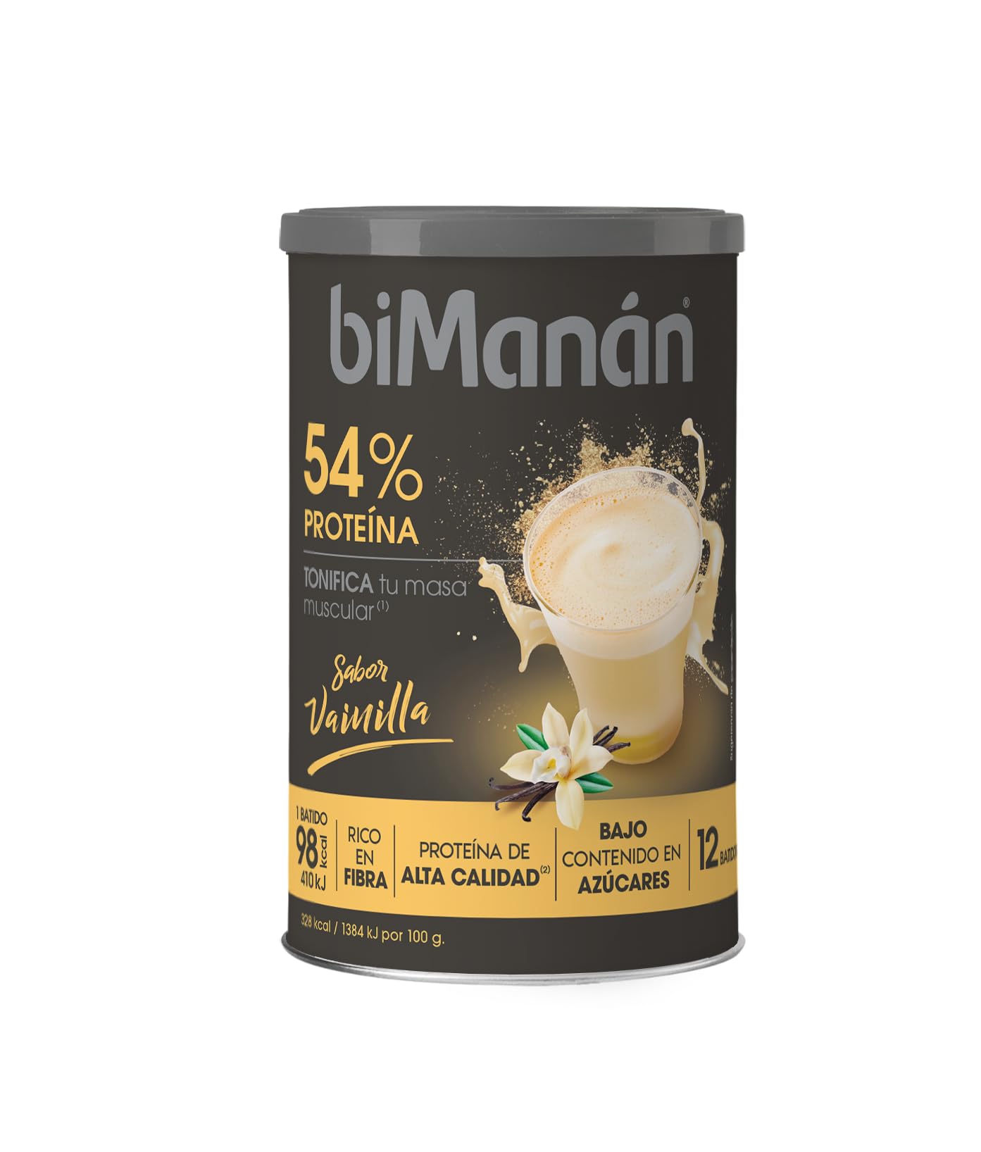 BIMANÁN - Batido de proteína, sabor de chocolate, 52% de proteína por porção, ajuda a tonificar e aumentar a massa muscular, 360 g, 12 Rações