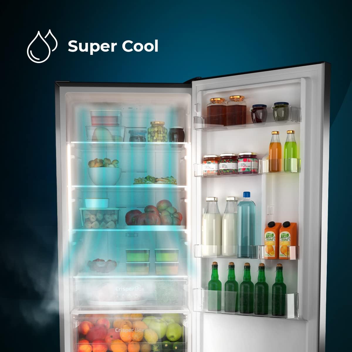 Cecotec Frigorífico Combi 2 portas de Bolero CoolMarket Combi 322 Inox D. 322 l, altura 185 e 60 cm de largura, baixo consumo, inversor do motor, sistema multi ar low, total sem gelo