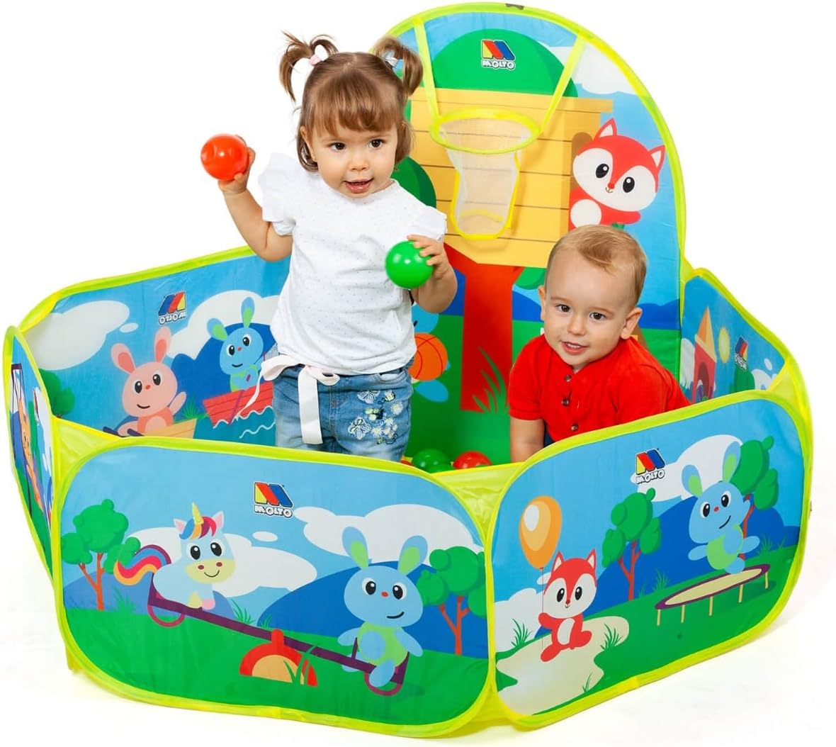 MOLTO Jogos de bolas coloridas para parque infantil, para piscina de bolas, ultra-resistentes, flexíveis e não tóxicas, brinquedos sensoriais para bebés, brinquedos educativos para crianças, 6 meses