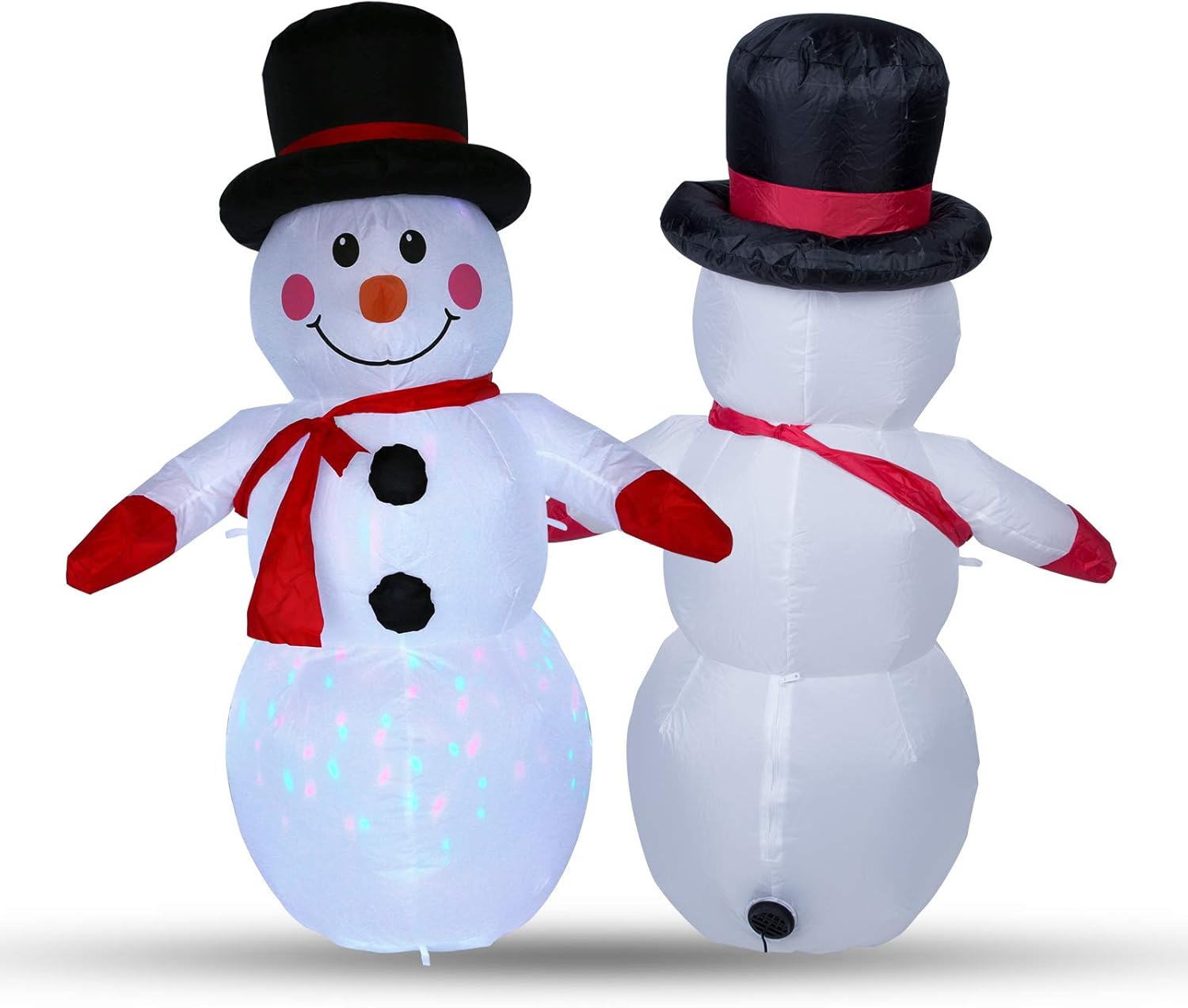 120 CM Muñeco de Nieve Inflable, Uten 4 Pies Inflable Muñeco de Navideño Nieve con Luz LED, IP44 Decoración Navideña Inflable Impermeable con Cuerda de Clavos Fija Apto para Interior y Exterior