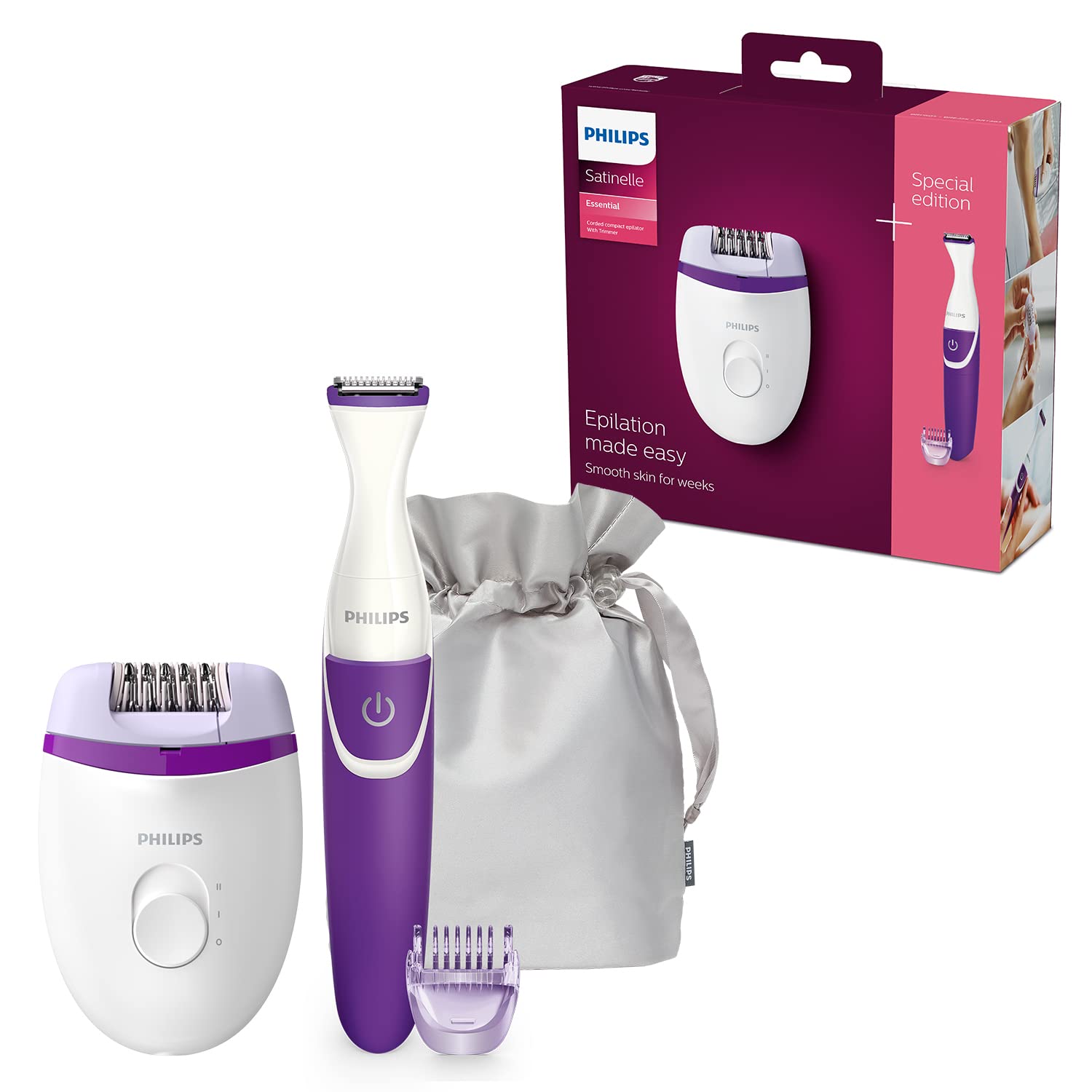 Philips Depiladora mulher Satinelle, compacta, 2 posições de velocidade, BRP275/30, branco
