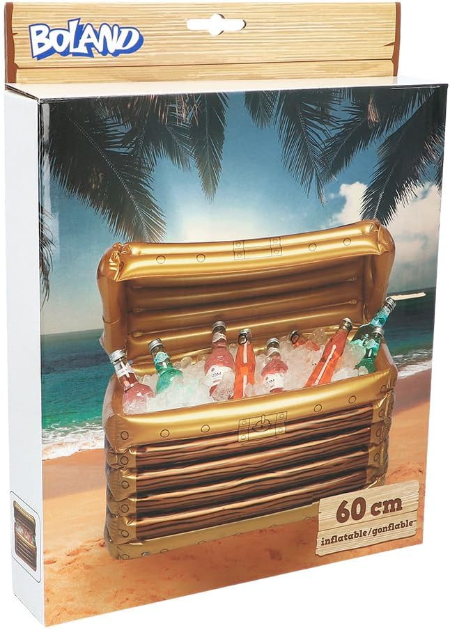 Boland 74223 - Baú do tesouro insuflável, refrigerador de bebidas, decoração, decoração de festa para piscina, festa de verão e festa temática