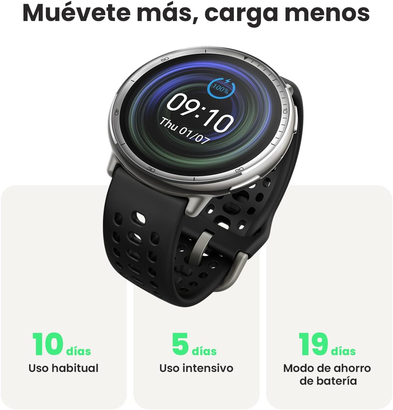 AMAZFIT Active 2 Smart Watch 44mm, AI, Control por Voz, GPS & Mapas sin Coste, Batería de 10 Días, 160+ Modos Deportivos, Resistente al Agua 5 ATM, Compatible con Android & iPhone, Negro