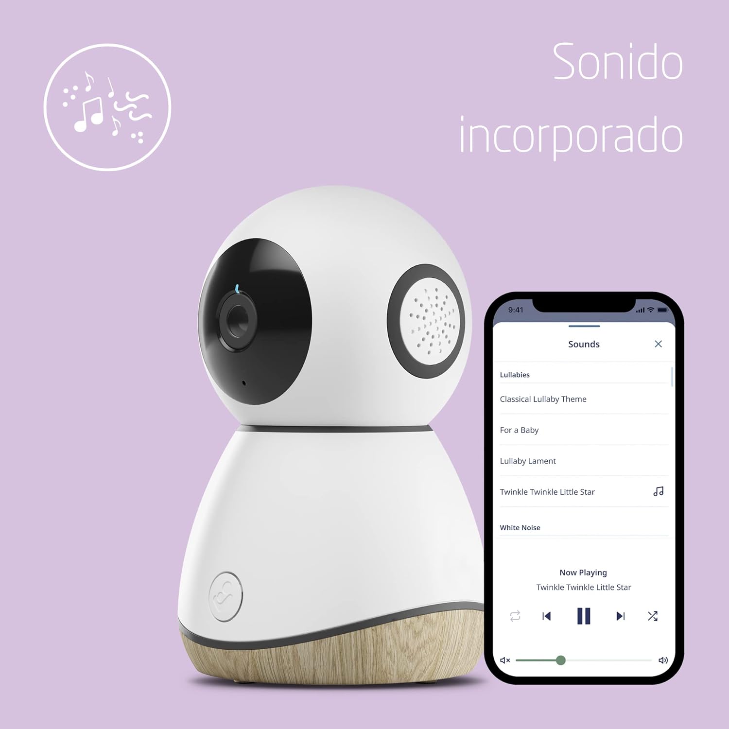 Maxi-Cosi See câmara de vigilância para bebés wi-fi interior, monitor para bebés com câmara de visão noturna HD, vídeo e áudio, sensor de movimento e sons relaxantes, deteta temperatura e humidade da