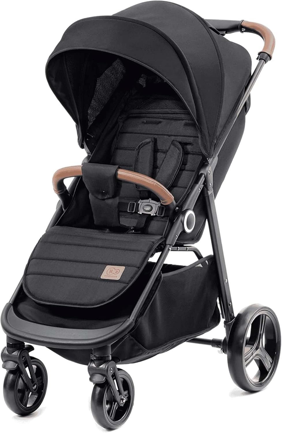 kk Kinderkraft GRANDE PLUS Silla de Paseo ligera desde Nacimiento hasta 22 kg, Plegado con una sola mano, Posición tumbada, Suspensión de todas ruedas, Capota grande XL, Negro