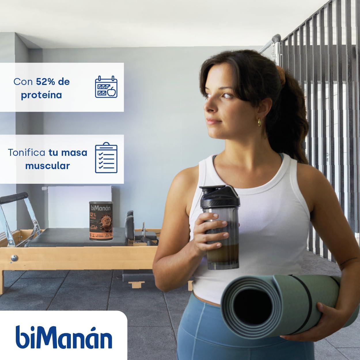 BIMANÁN - Batido de proteína, sabor de chocolate, 52% de proteína por porção, ajuda a tonificar e aumentar a massa muscular, 360 g, 12 Rações