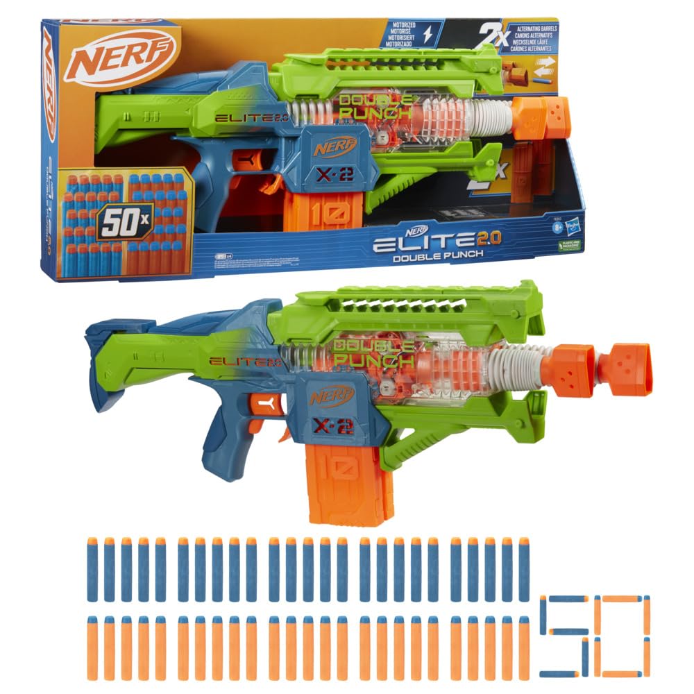 Hasbro Nerf 2.0 Commander RC-6, lançador de dardos de brinquedo, 12 peças, jogos ao ar livre para meninos e meninas de 8 anos ou mais, tambor giratório