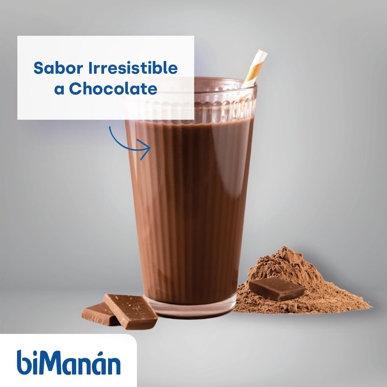 BIMANÁN - Batido de proteína, sabor de chocolate, 52% de proteína por porção, ajuda a tonificar e aumentar a massa muscular, 360 g, 12 Rações