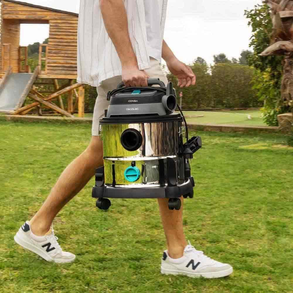 Cecotec Aspirador de sólidos e líquidos de 20 l Conga Rockstar Wet & Dry Steel MAX. 1400 W, 22 kPa, sistema de drenagem, aspirador e soprador, estrutura metálica, rodas, rádio de ação 5 m