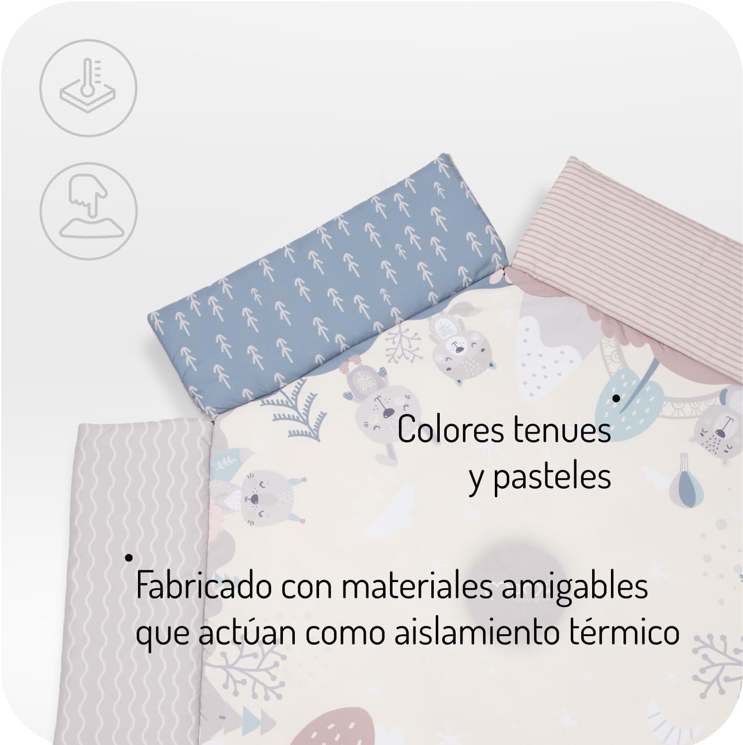 MoMi PASTEL arco de jogo com tapete para gatinhar 3 em 1 para bebés desde o nascimento, tapete de atividades sensorial com 2 arcos, banho de bolas, 5 brinquedos