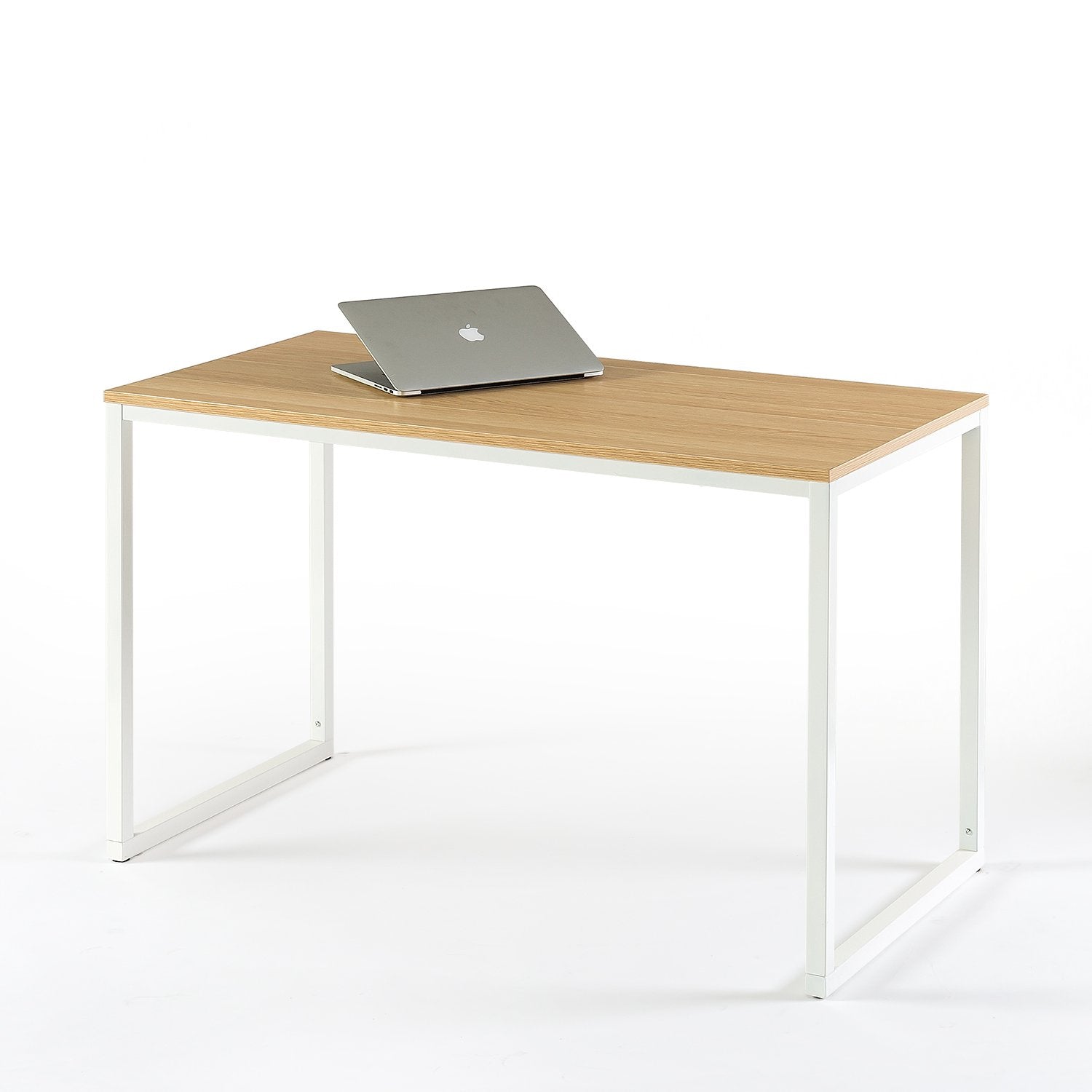 Zinus Jennifer Mesa de escritorio 160x61x74 cm - Mesa de estudio moderna de metal y madera - Mesa de ordenador - Marrón y blanco
