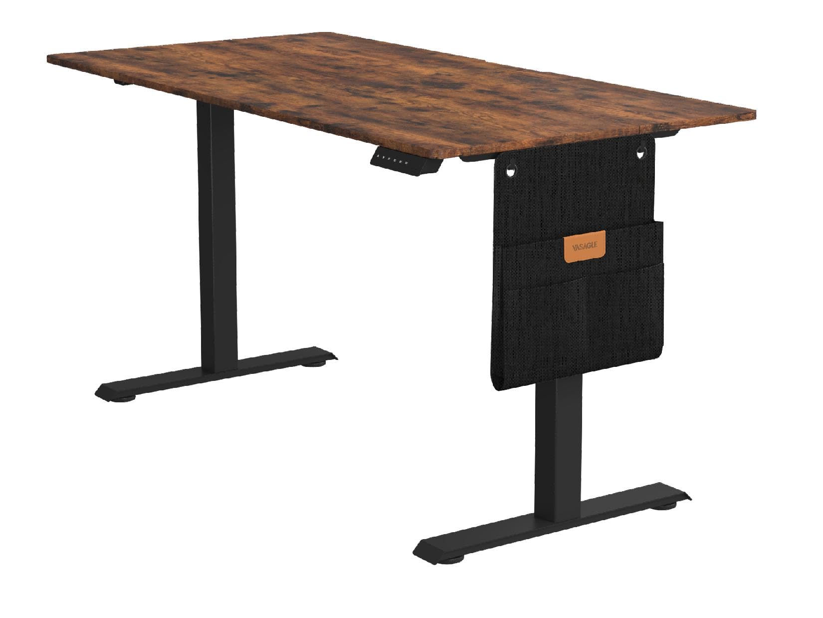 VASAGLE Secretária elétrica de altura regulável, 70 x 160 x (72-120), ajuste contínuo, função de memória com 4 alturas, castanho rústico LSD176X01