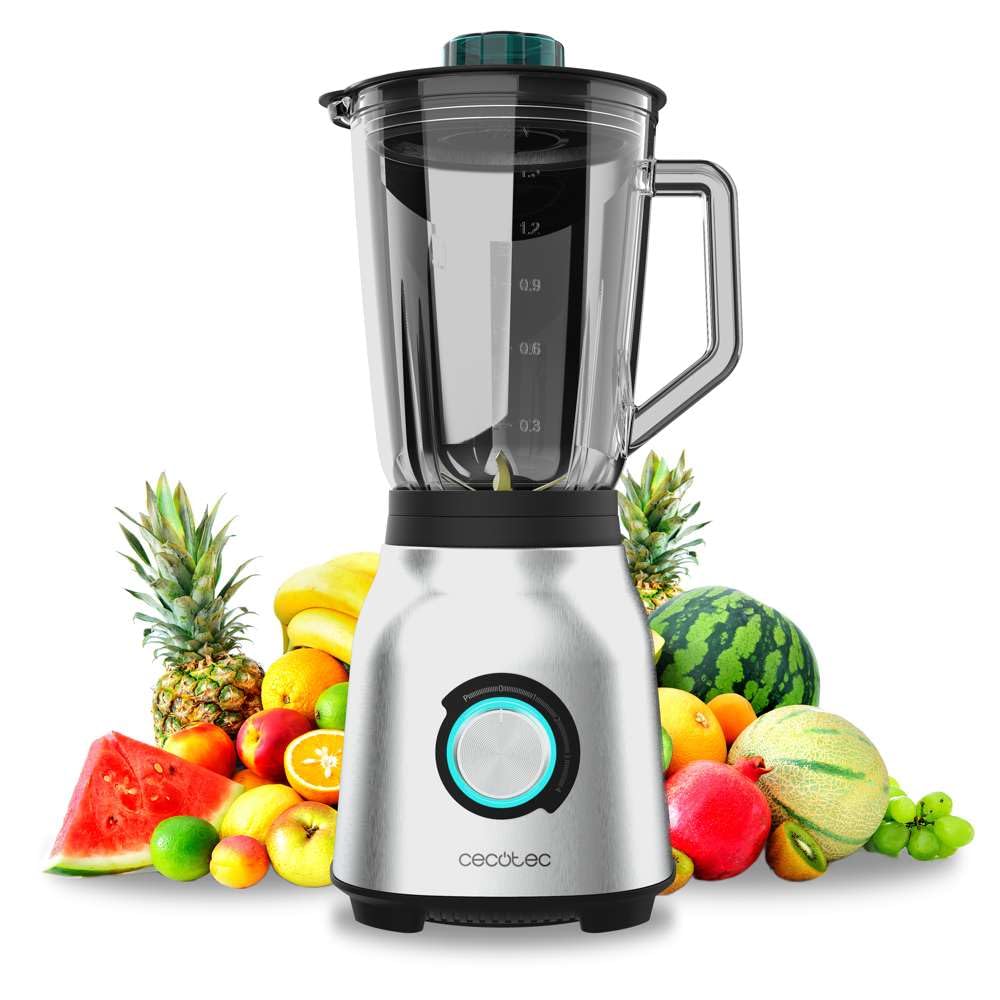 Cecotec Liquidificadora Power Black Titanium 1300 Max B. 1300 W, 2 velocidades, lâmina de 4 folhas de titânio preto e jarro de 1,5 l de capacidade, função de pulso tritura e pulverização, picador de