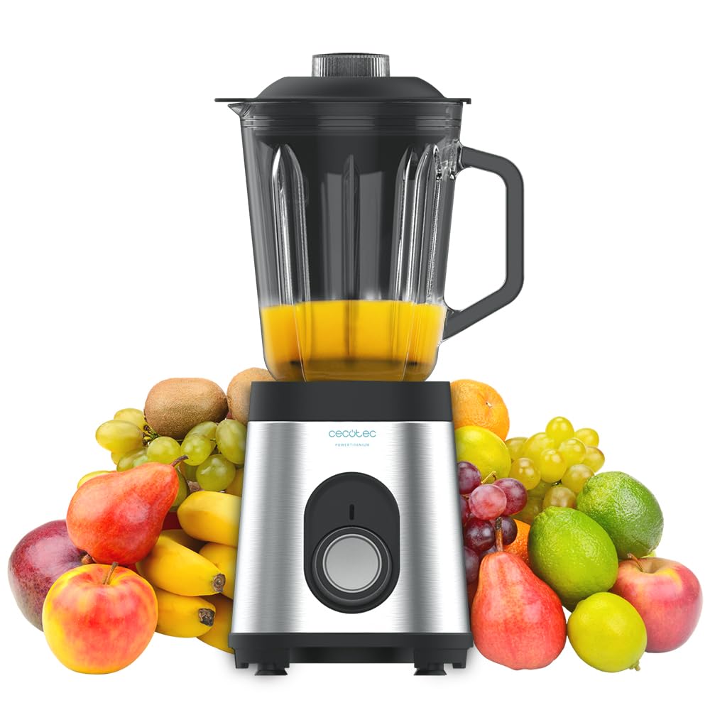 Cecotec Liquidificadora Power Black Titanium 1300 Max B. 1300 W, 2 velocidades, lâmina de 4 folhas de titânio preto e jarro de 1,5 l de capacidade, função de pulso tritura e pulverização, picador de