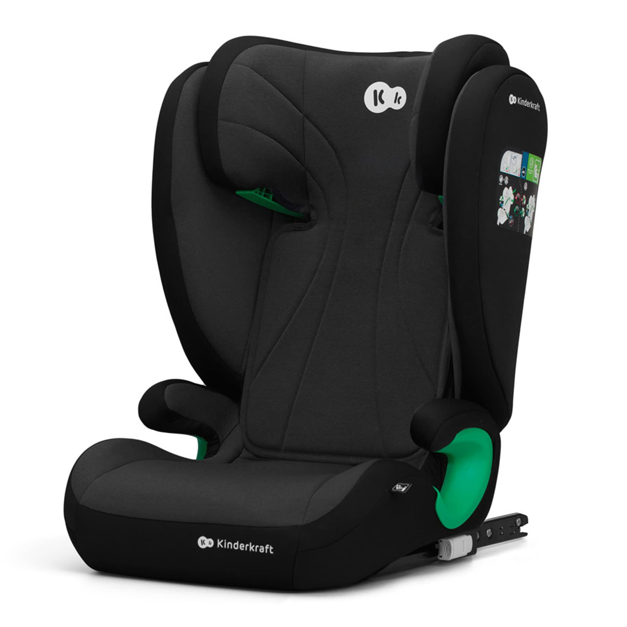 kk Kinderkraft JUNIOR FIX Cadeira carro Isofix, I-SIZE, cadeira carro para bebé e crianças, cinto, universal, grupo 2/3, de 15 a 36 kg, preto