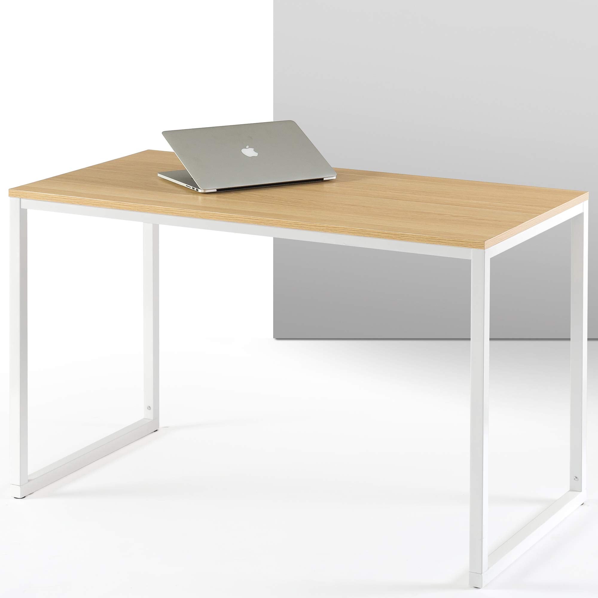 Zinus Jennifer Mesa de escritorio 160x61x74 cm - Mesa de estudio moderna de metal y madera - Mesa de ordenador - Marrón y blanco