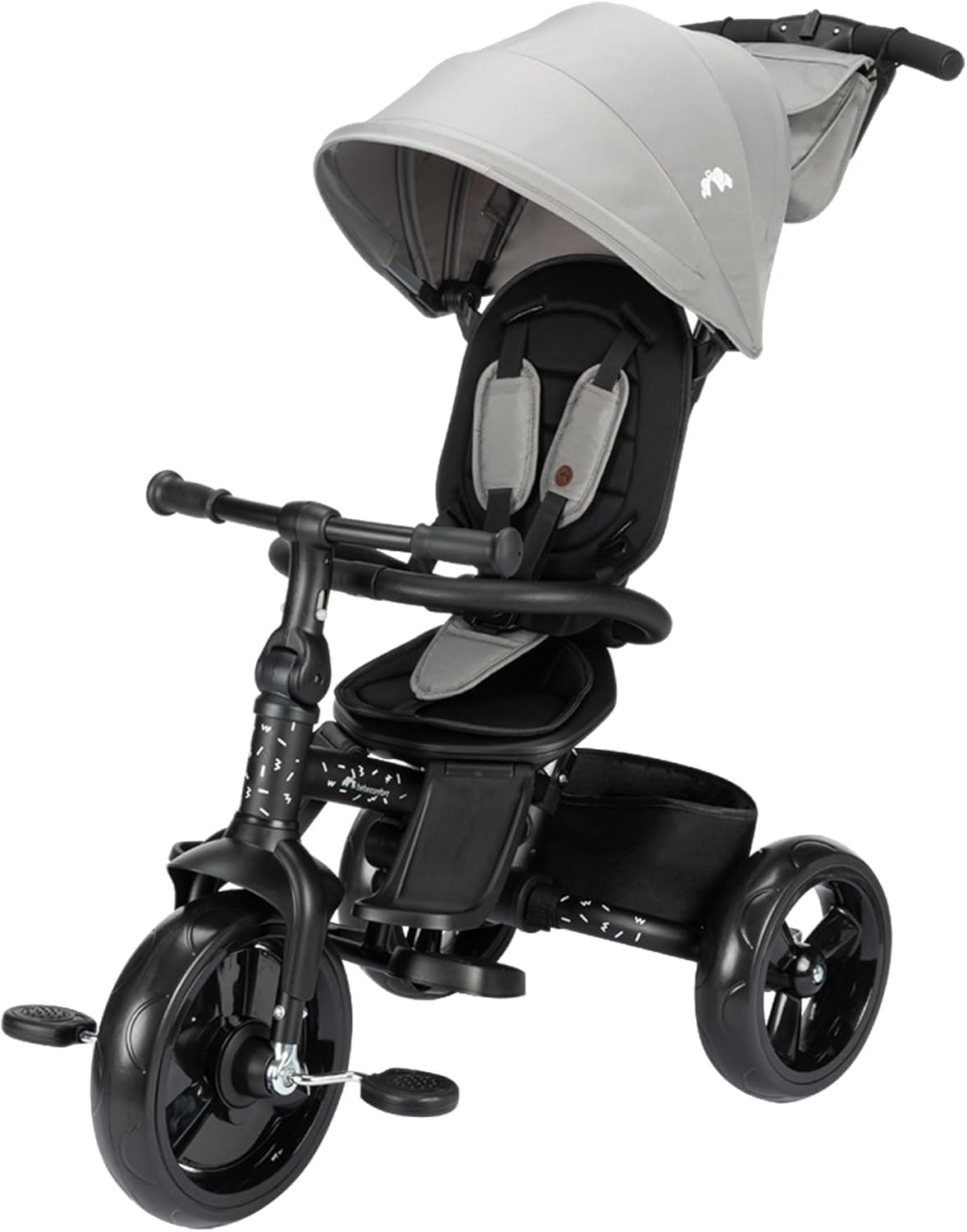 Bebeconfort Windy, Triciclo Evolutivo con Manillar para Padres, 10M-4A, 0-25 kg, Ajustable al Niño, Asiento Cómodo y Reversible, Capota Protectora, Plegado Compacto, Bicicleta Infantil, Tinted Grey