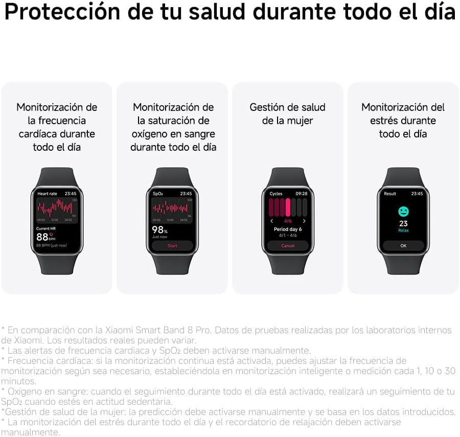 XIAOMI Smart Band 9 Pro Pulseira de atividade, até 21 dias, ecrã AMOLED de 1,74", monitorização do sono, modos desportivos de 150, 5ATM, GPS e bússola, App Mi Fitness, preto