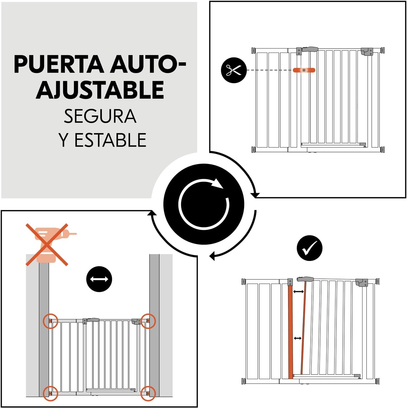 hauck Open N Stop 2 Barrera Seguridad Niños Escalera con Ext. de 21 cm para Anchos de 96-101 cm, Puerta Seguridad Bebe sin Taladrar, Vallas para Perros, Cierre Manual, Metal - Blanco