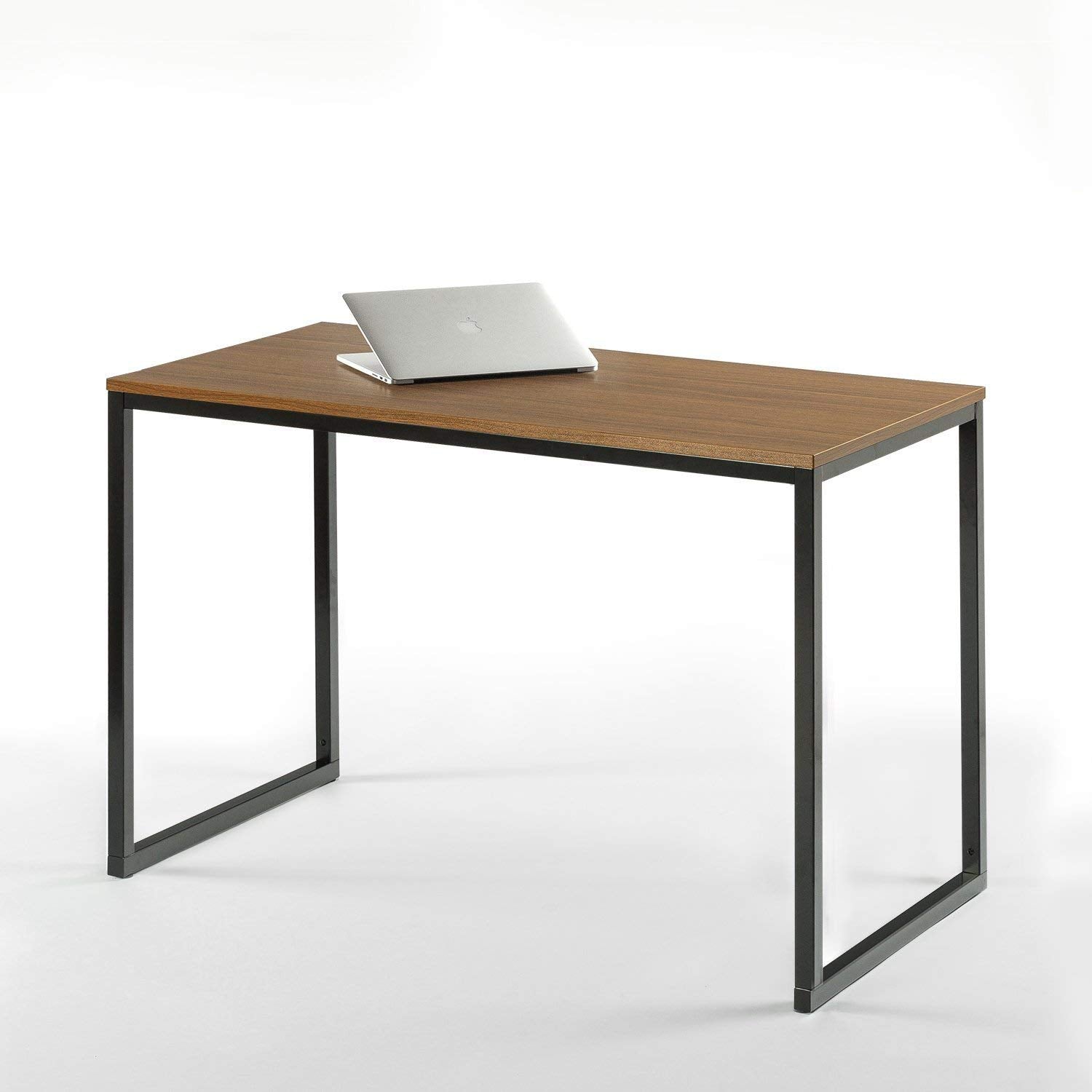 Zinus Jennifer Mesa de escritorio 160x61x74 cm - Mesa de estudio moderna de metal y madera - Mesa de ordenador - Marrón y blanco