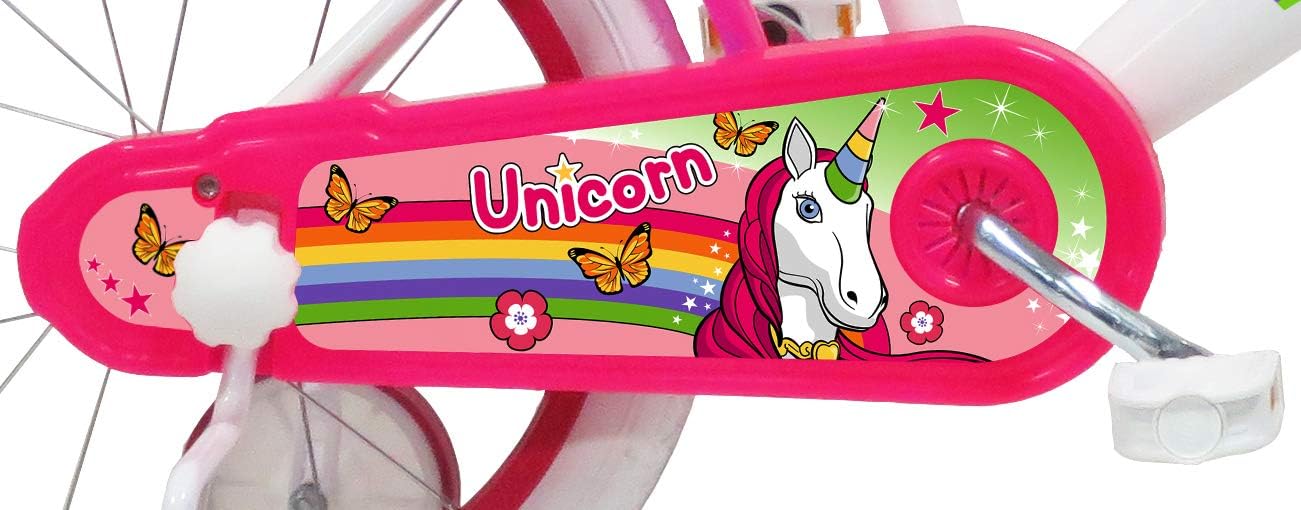 Unicórnio Bicicleta para crianças, branco-rosa, 40,64 cm