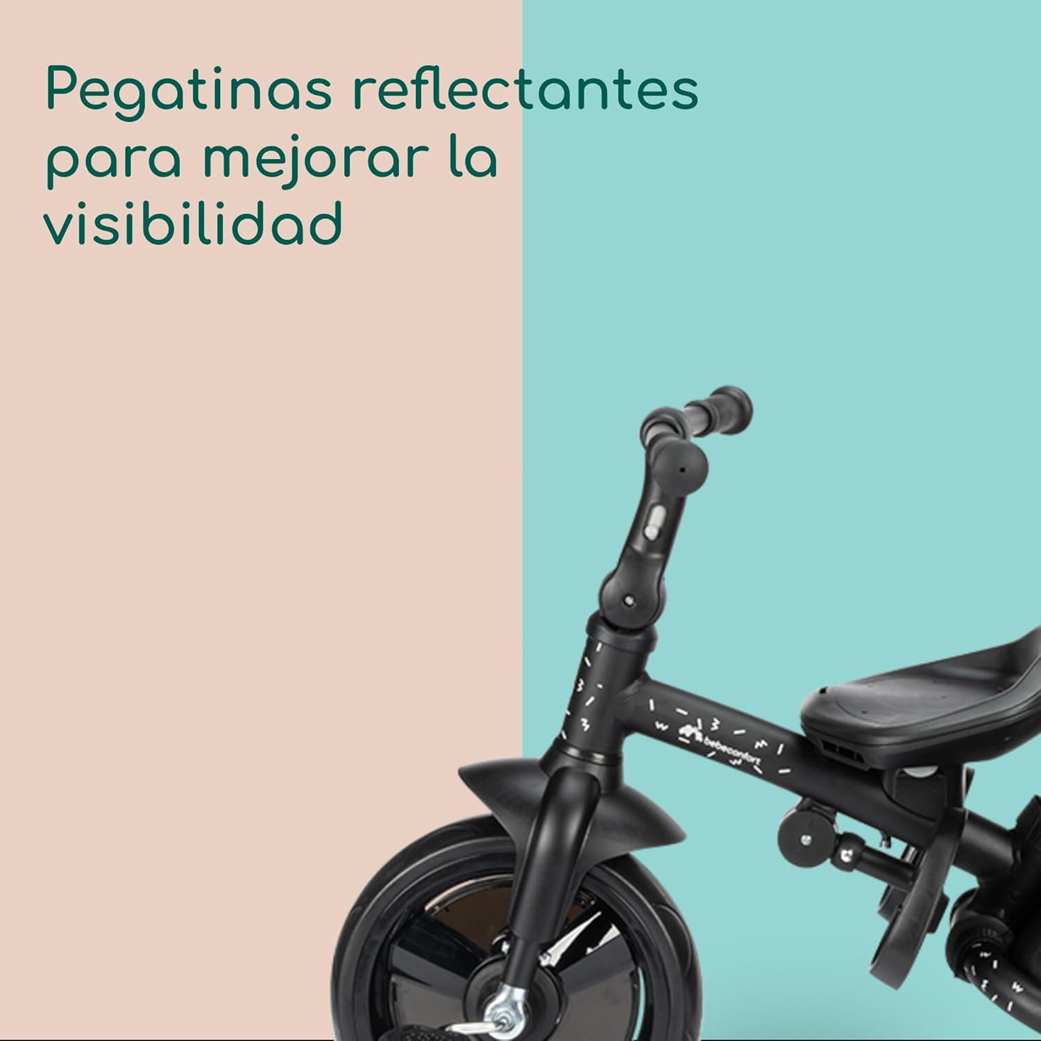 Bebeconfort Windy, Triciclo Evolutivo con Manillar para Padres, 10M-4A, 0-25 kg, Ajustable al Niño, Asiento Cómodo y Reversible, Capota Protectora, Plegado Compacto, Bicicleta Infantil, Tinted Grey