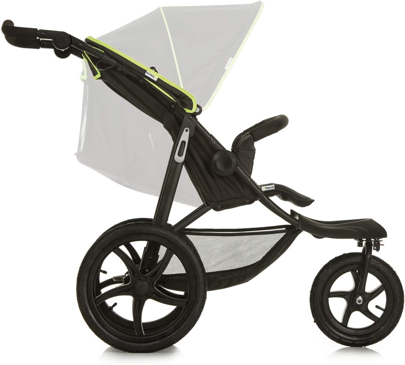 hauck Runner Carrinho de bebé desde o nascimento - cadeira de passeio leve até 22 quilos - carrinho 3 rodas pneumáticas - dobrável compacto - suspensão - preto/néon