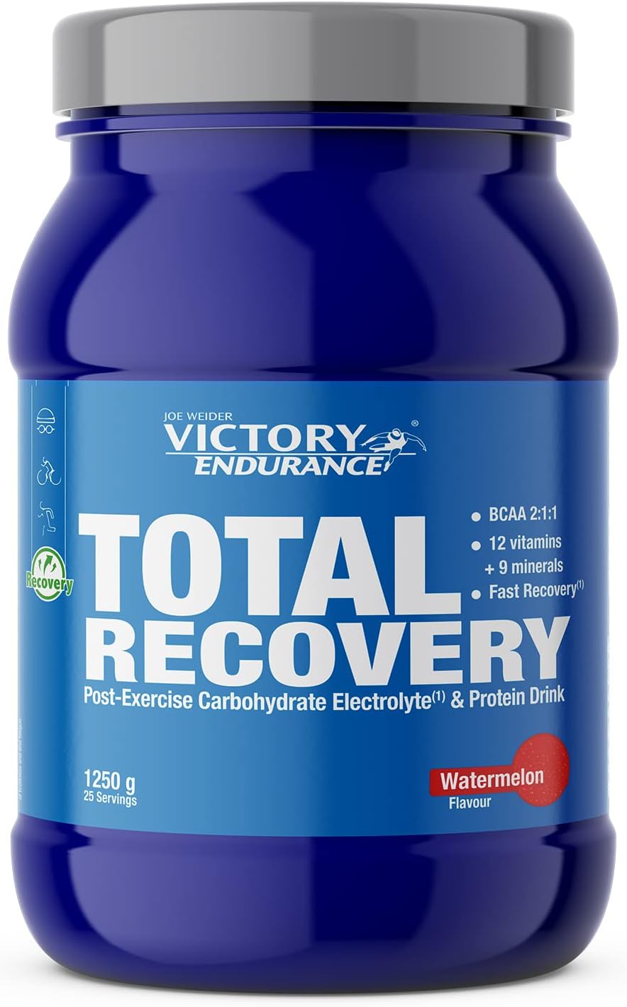 Victory Endurance Total Recovery (1250 g) sabor melancia, preparado para beber pós-treino de hidratos e proteínas, com BCAA 2:1:1, 12 vitaminas e 9 minerais, recuperação rápida