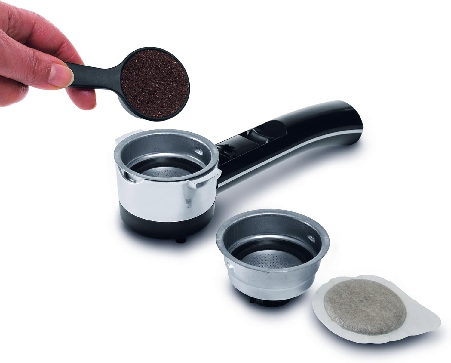 De'longhi EC201.CD.B Máquina de café tradicional de bomba (15 bar de pressão, 2 chávenas, café moído ou filtros de dose única) preto