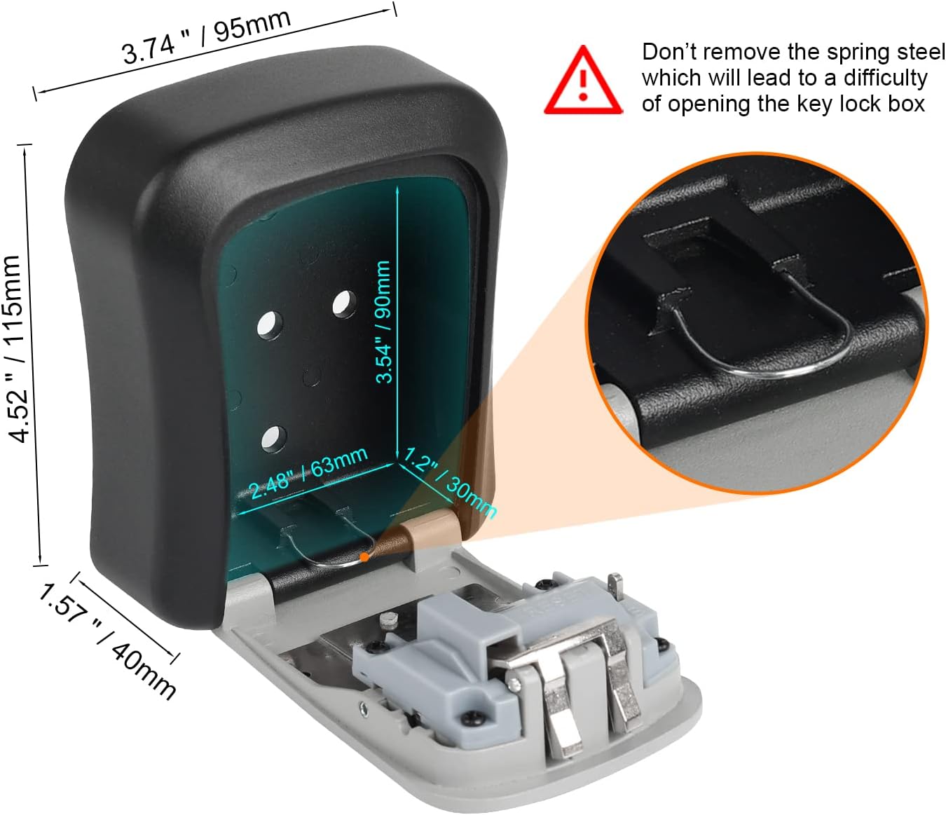 GRIFEMA GA1003-1 Caja de Seguridad para Llaves, Caja de Cerradura, Armarios de Llaves, Pared, Gris