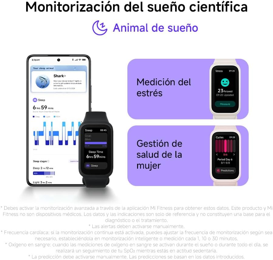 Xiaomi Smart Band 9 Active - Pulsera de Actividad, autonomía de hasta 18 días, Pantalla TFT de 1,47" con tasa de refresco de 60 Hz, 5ATM, App Mi Fitness
