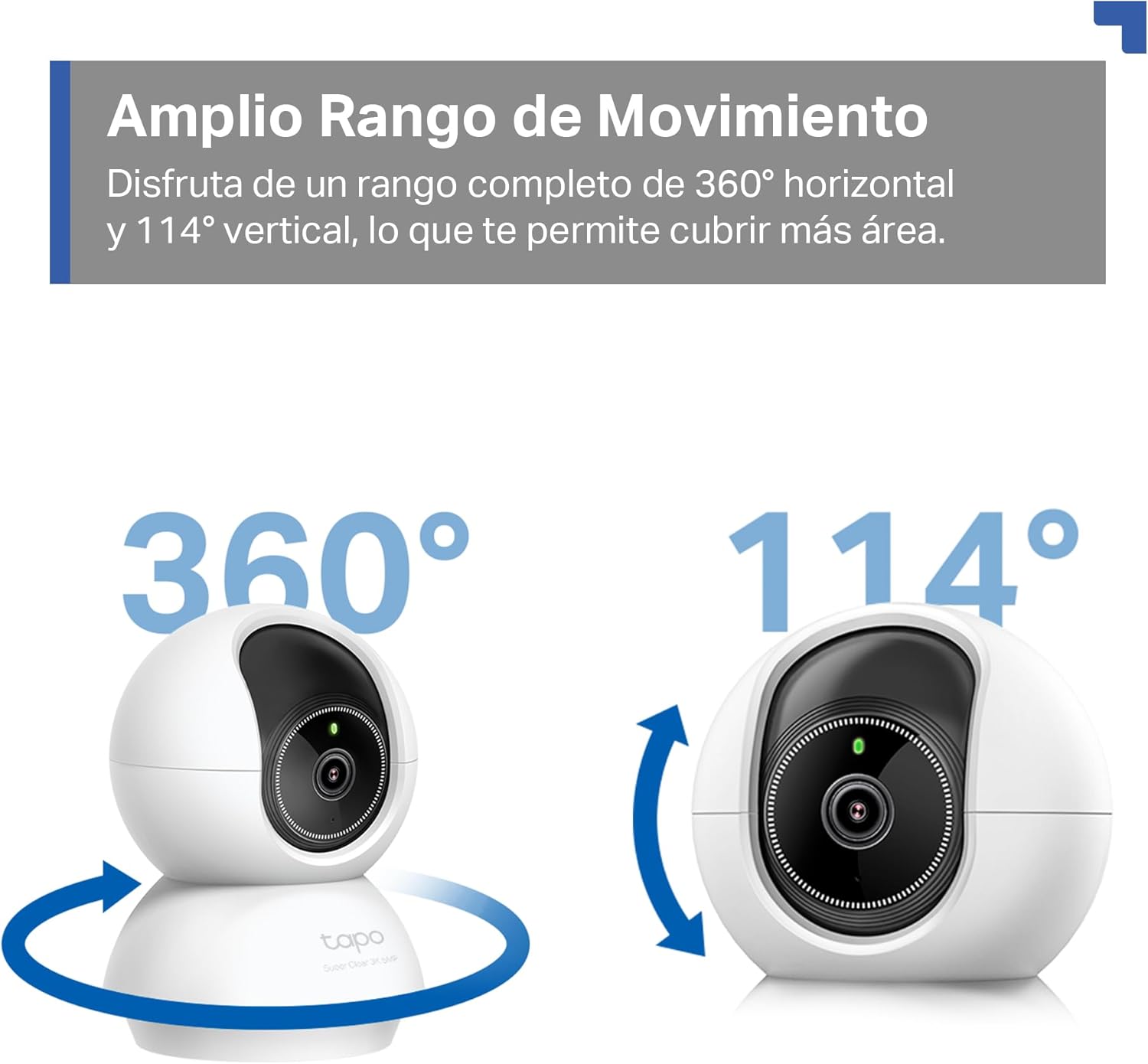 Tapo C230 - IA Cámara Vigilancia 360°, 3K 5MP, Alarma Sonora/Luz, Visión Nocturna, Audio Bidireccional, AI Detección Movimiento, Control Google/Alexa, Tarjeta SD hasta 512G, Fácil configuración