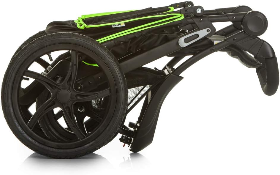 hauck Runner Carrinho de bebé desde o nascimento - cadeira de passeio leve até 22 quilos - carrinho 3 rodas pneumáticas - dobrável compacto - suspensão - preto/néon