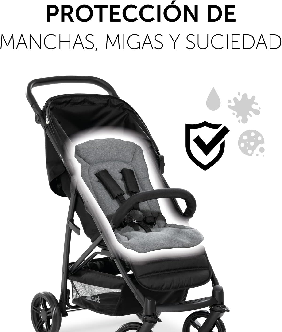 hauck Colchoneta para Silla de Paseo Universal - Funda Carrito Bebe y Remolques de Bicicleta para Niños, Algodón, Transpirable, Suave, Fácil de Fijar, Verano e Invierno - Gris Oscuro