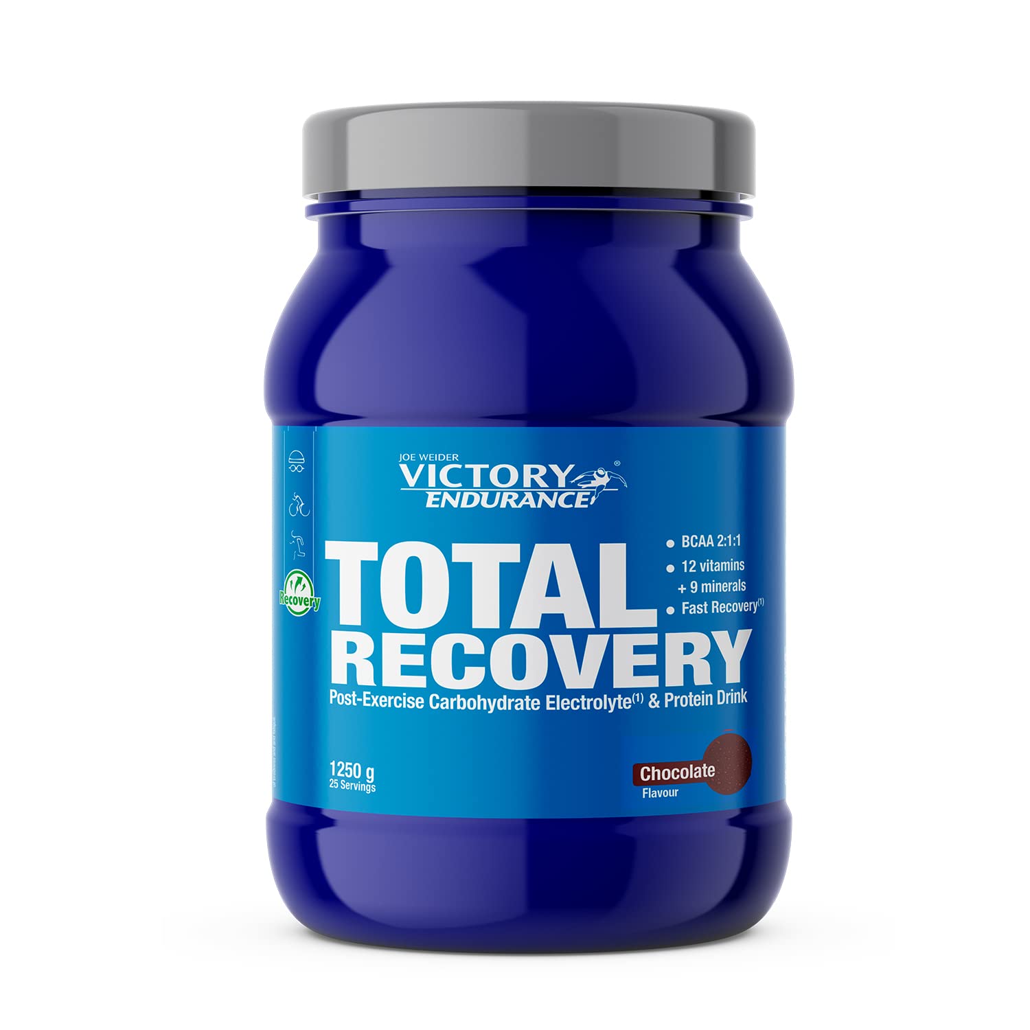Victory Endurance Total Recovery (1250 g) sabor melancia, preparado para beber pós-treino de hidratos e proteínas, com BCAA 2:1:1, 12 vitaminas e 9 minerais, recuperação rápida