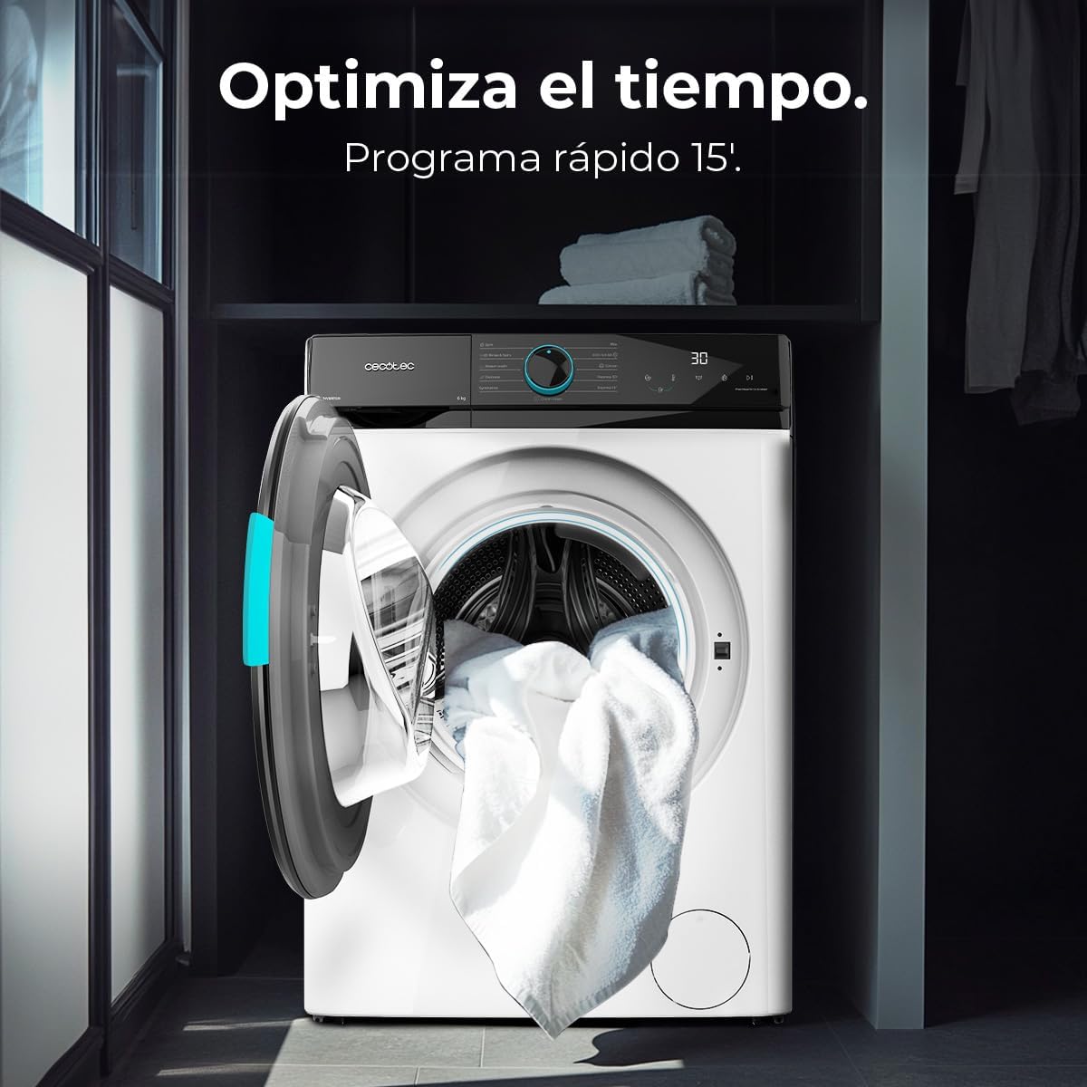 Cecotec Máquina de lavar 6 kg carga frontal Bolero DressCode 6160 Inverter. 1200 RPM, 11 programas, baixo consumo, motor inverter Plus, Steam Max, Drum Clean, programa rápido de 15", painel com