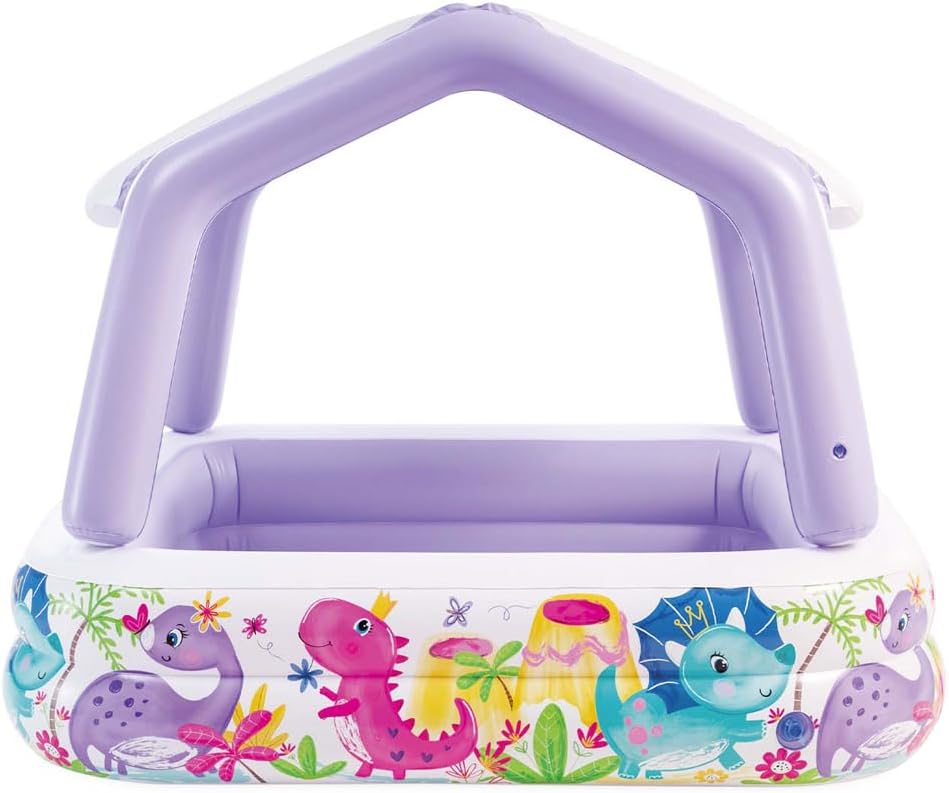 Intex Piscina insuflável para crianças, 157 x 157 x 122 cm, 295 litros, com toldo removível, design aquático, tampa de ralo, uso exterior, vinil resistente, adesivo de reparação incluído, + 2 anos
