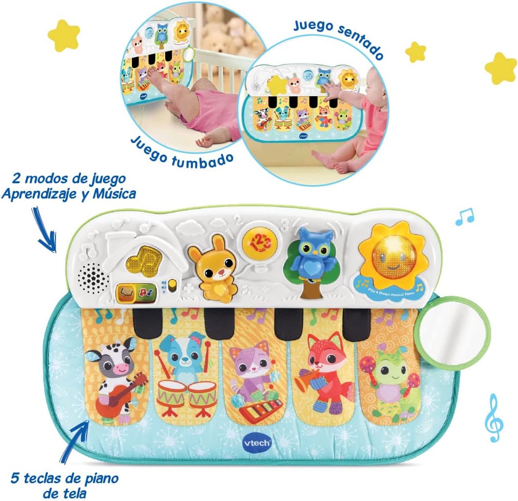 VTech Baby piano bebé batatas musicais, brinquedo de berço para bebés + 3 meses, versão ESP.