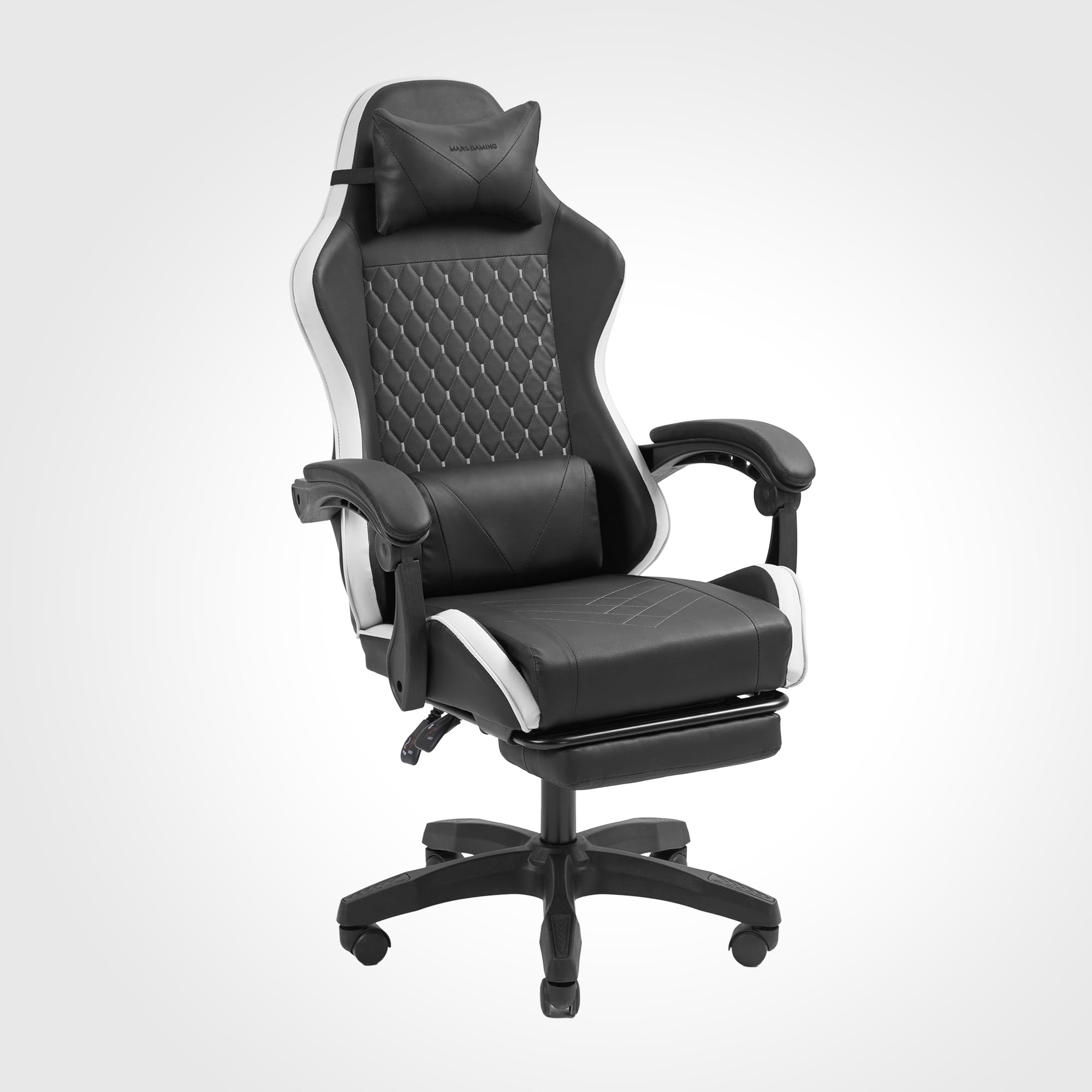Mars Gaming MGC-ERGOB, cadeira de jogos ergonómica, assento e encosto de malha respirável, encosto de cabeça regulável, altura ajustável entre 110,5 e 120,5 cm, sistema de equilíbrio de 3° a 18°