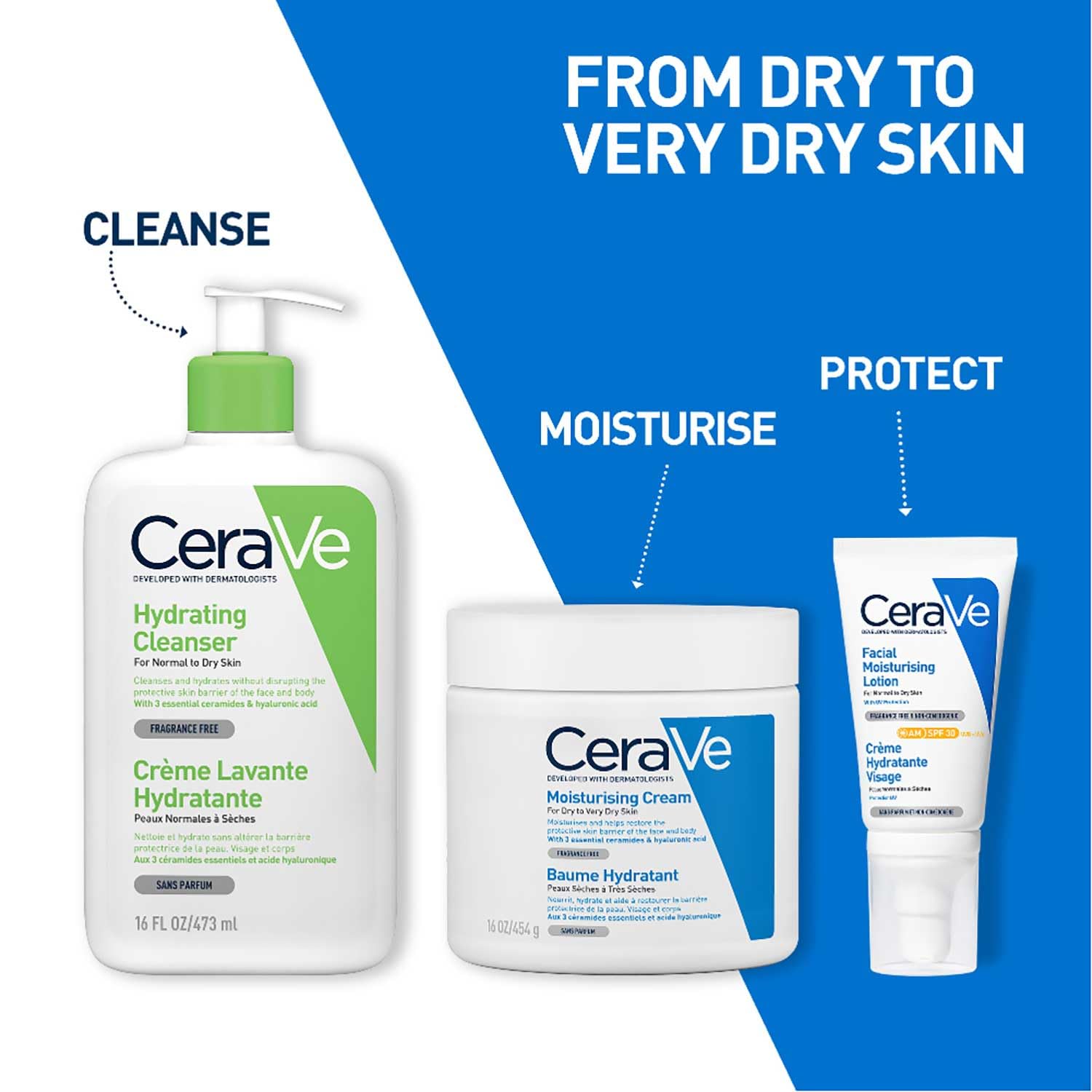 CeraVe Creme Hidratante para Rosto e Corpo, Ideal para Peles Secas a Muito Secas, Hidrata e Restaura a Barreira da Pele, Enriquecido com Ceramidas Essenciais e Ácido Hialurónico, 454 ml
