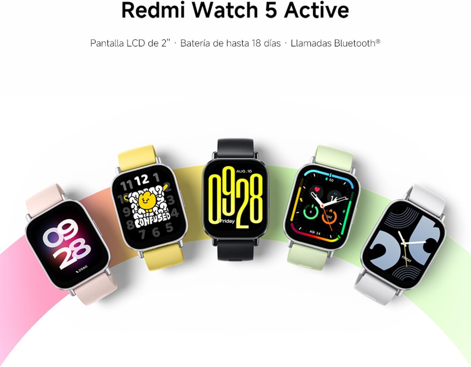 XIAOMI Redmi Watch 5 Active, chamadas Bluetooth, ecrã LCD de 2 polegadas, monitor de frequência cardíaca, 140 modos desportivos, até 18 dias de autonomia