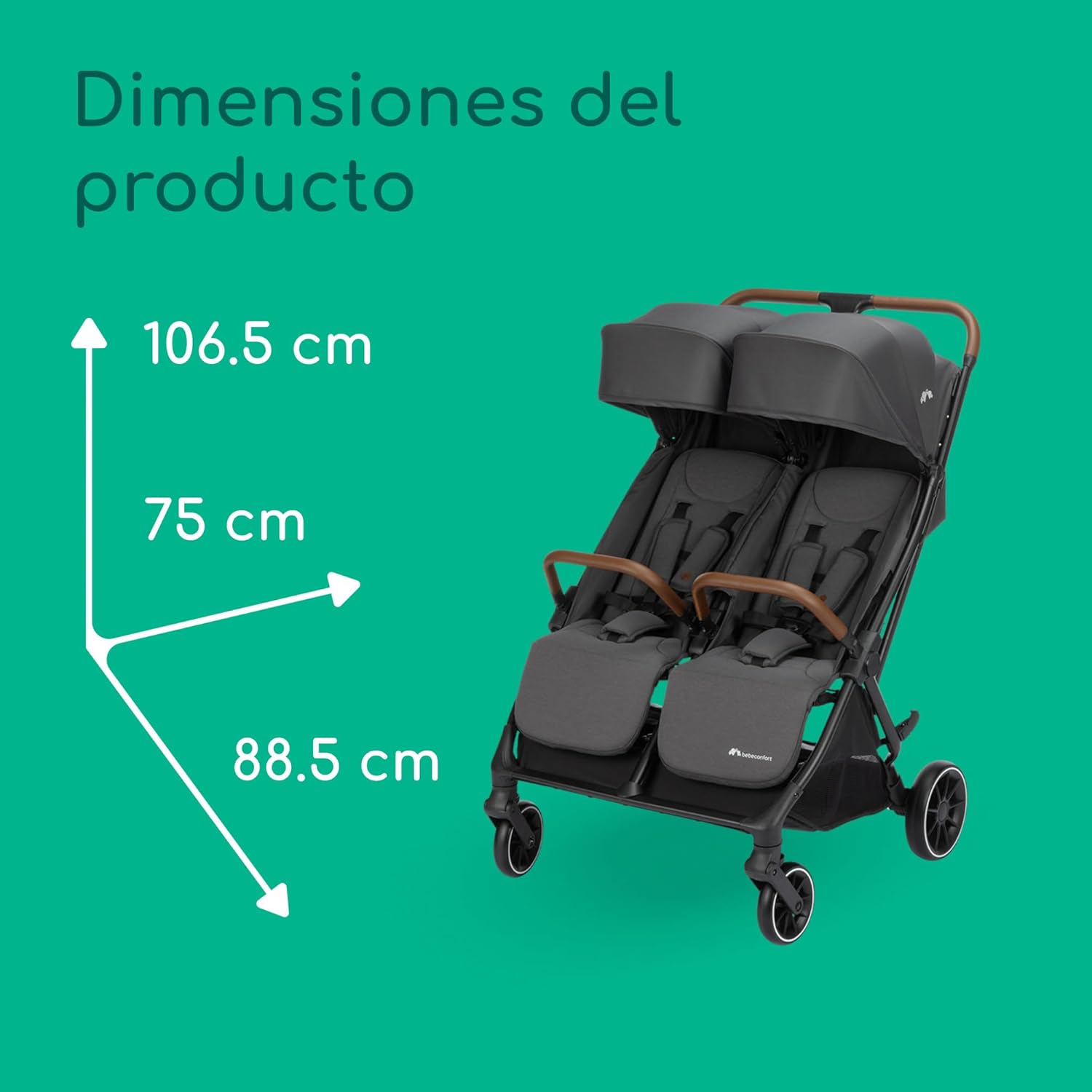 Bebeconfort Mane, carrinho de abotoar, 0 - 22 kg, dobrável automático, reclinação total, barras de segurança giratórias, arnês de 5 pontos, janela de malha, bolha impermeável, cesta (8 kg), Mineral