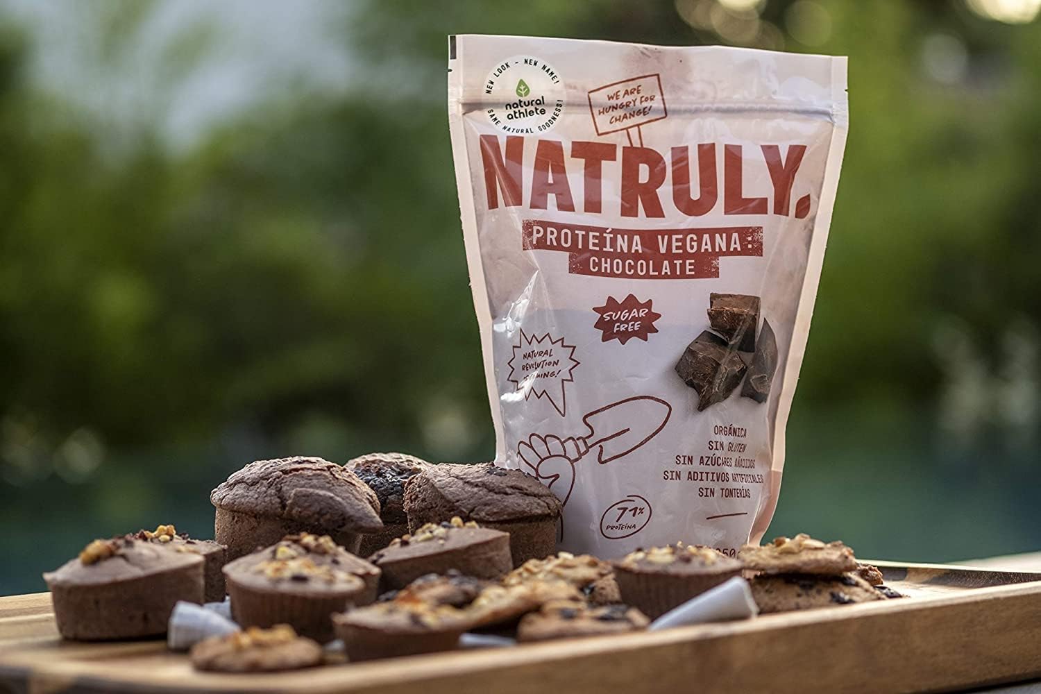 NATRULY Proteína Vegana BIO Chocolate, 81% Proteína, 100% Natural Sin Azúcar, Sin Gluten, Sin Lactosa, Sin Soja -350g