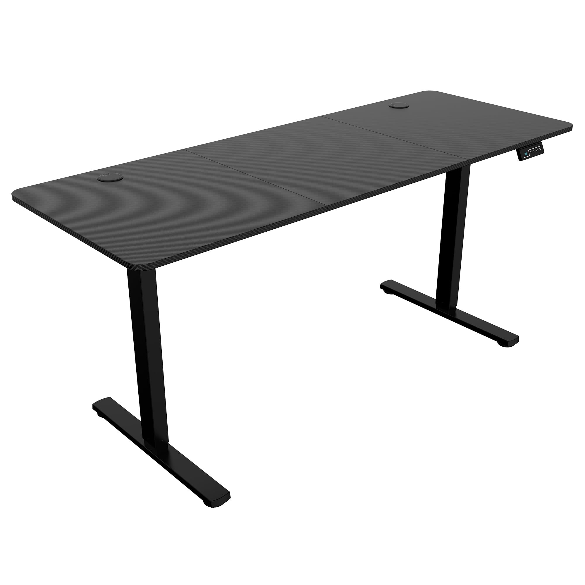 Mars Gaming MGD-X160RGB, Mesa de jogos ergonómica, iluminação ARGB com comando, fibra de carbono, tapete XXL, suporte auriculares e bebida, gestão com cabos, secretária Gaming 160 x 60 cm, preto