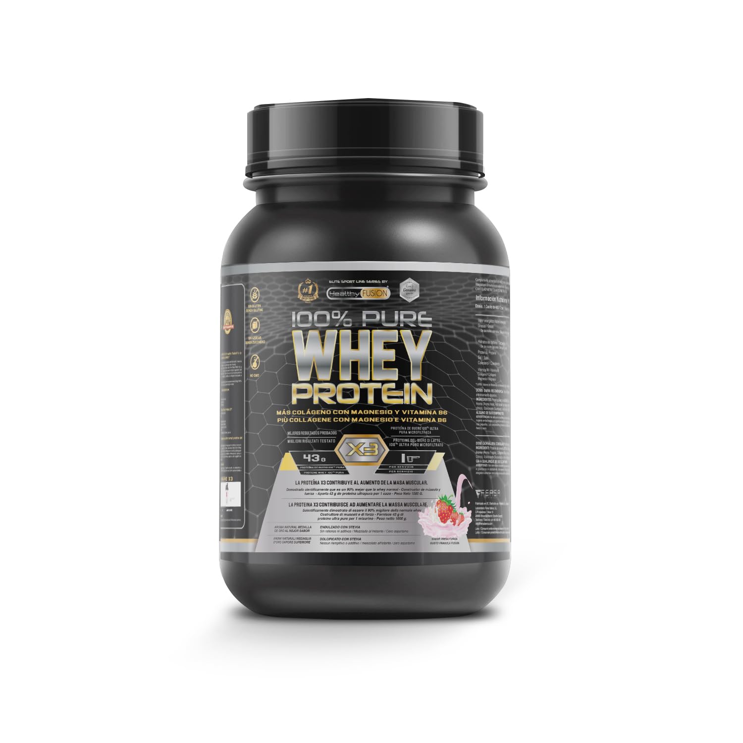 Healthy Fusion Whey Protein | Proteína Whey pura con Colágeno + Magnesio | Mejora tus entrenamientos | Protege y aumenta la masa muscular | 1000g de proteína